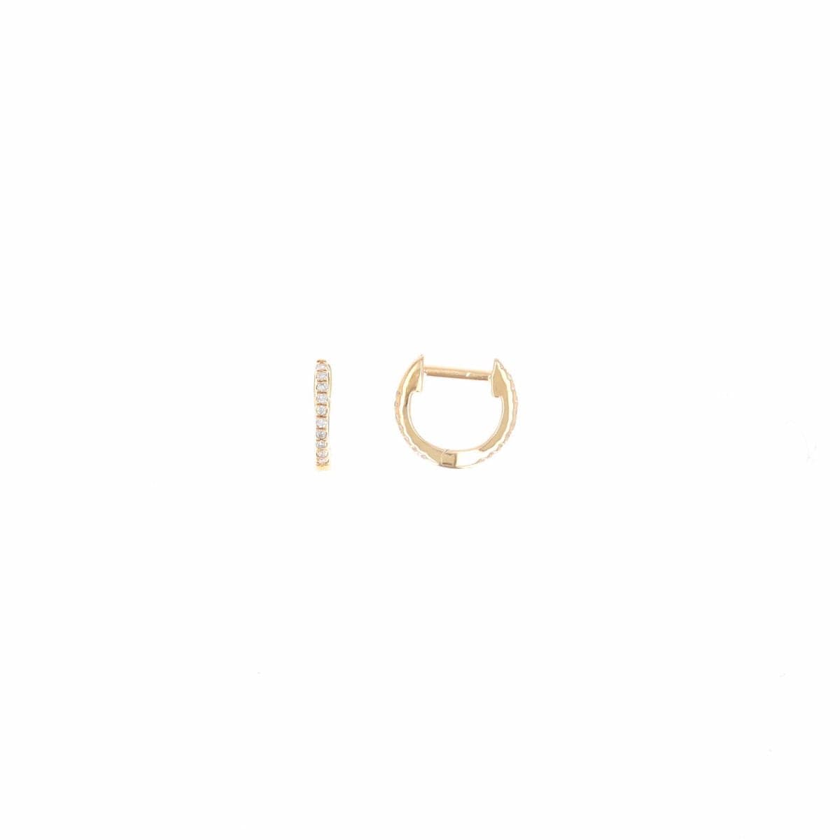 Size E – 10mm Gold & Diamond Gold Huggie Earrings