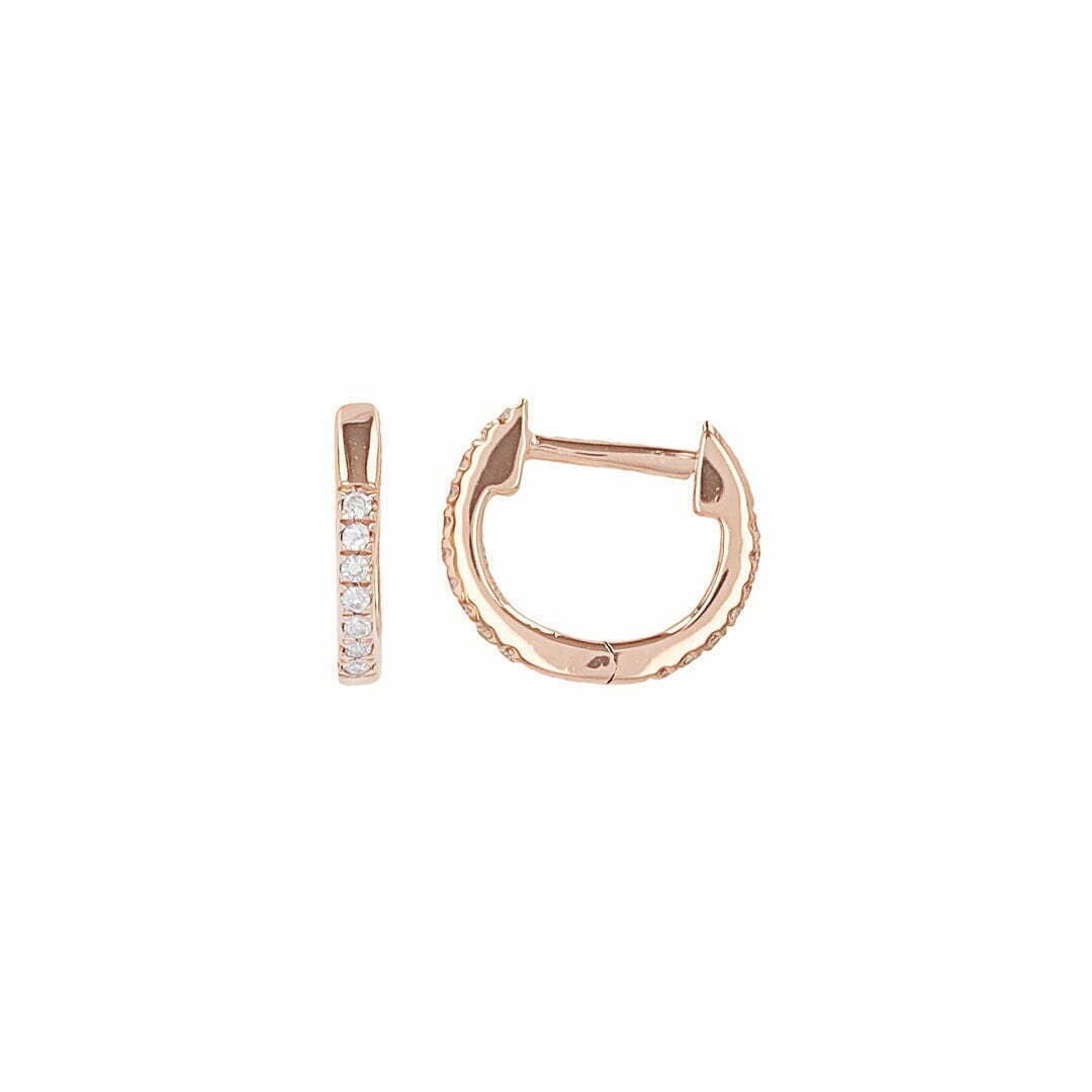 Size E – 10mm Gold & Diamond Gold Huggie Earrings thumbnail 4