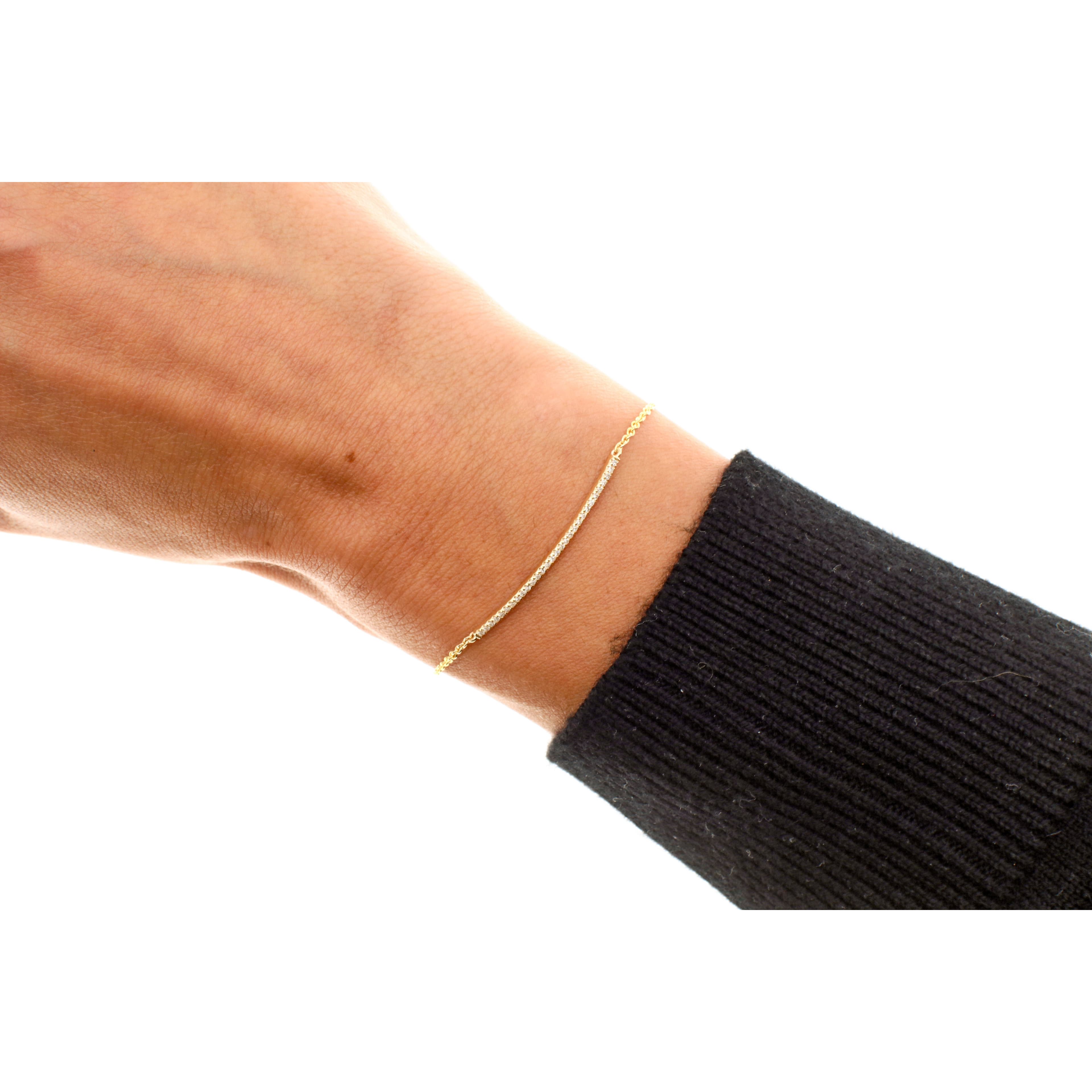 14 Karat Gold 7″ Diamond ID Bar Bracelet (Small) thumbnail 4
