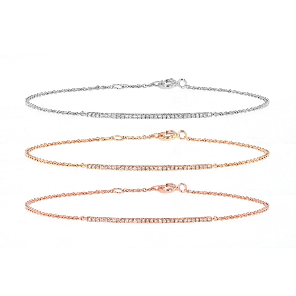 14 Karat Gold 7″ Diamond ID Bar Bracelet (Small)