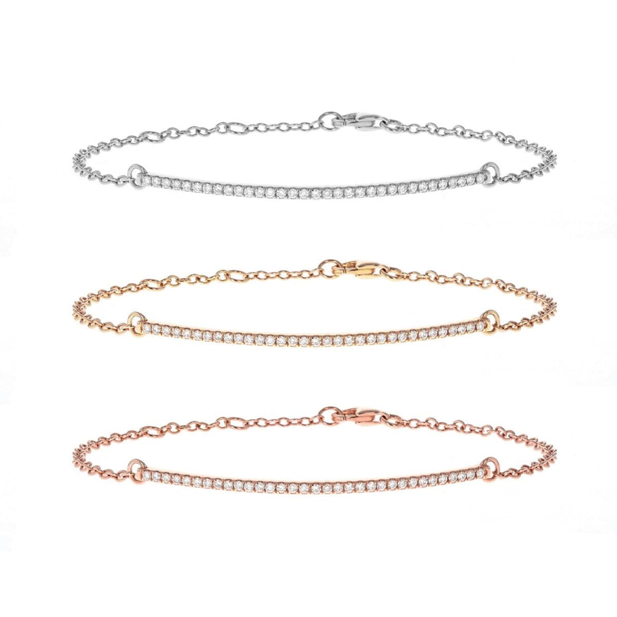 14 Karat Gold 7″ Diamond ID Bar Bracelet (Large)