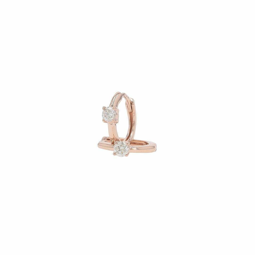 14 Karat Gold & Diamond 11mm Single Stone Huggie Earrings