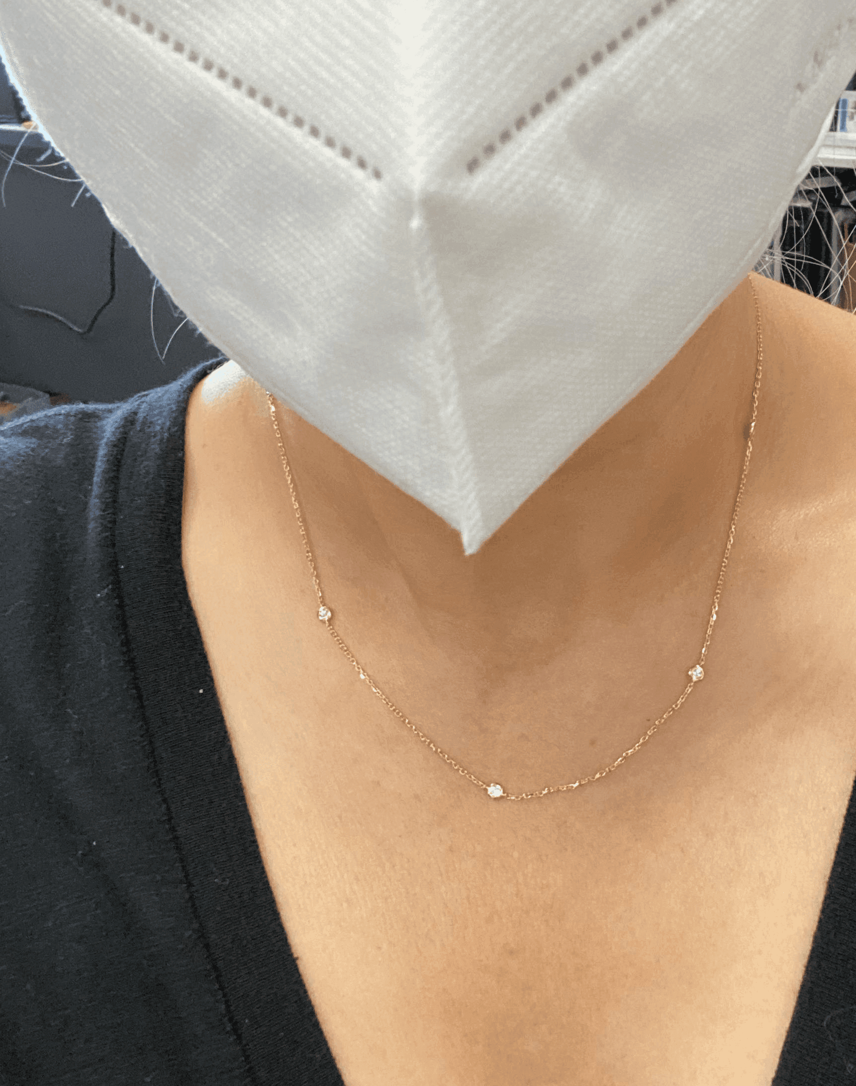 14 Karat Gold & 7 Bezel Set Diamond Necklace 18″ thumbnail 2