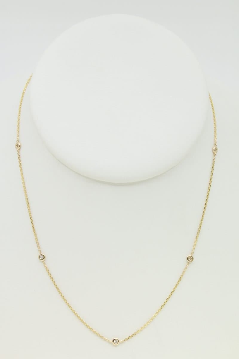 14 Karat Gold & 7 Bezel Set Diamond Necklace 18″ thumbnail 4