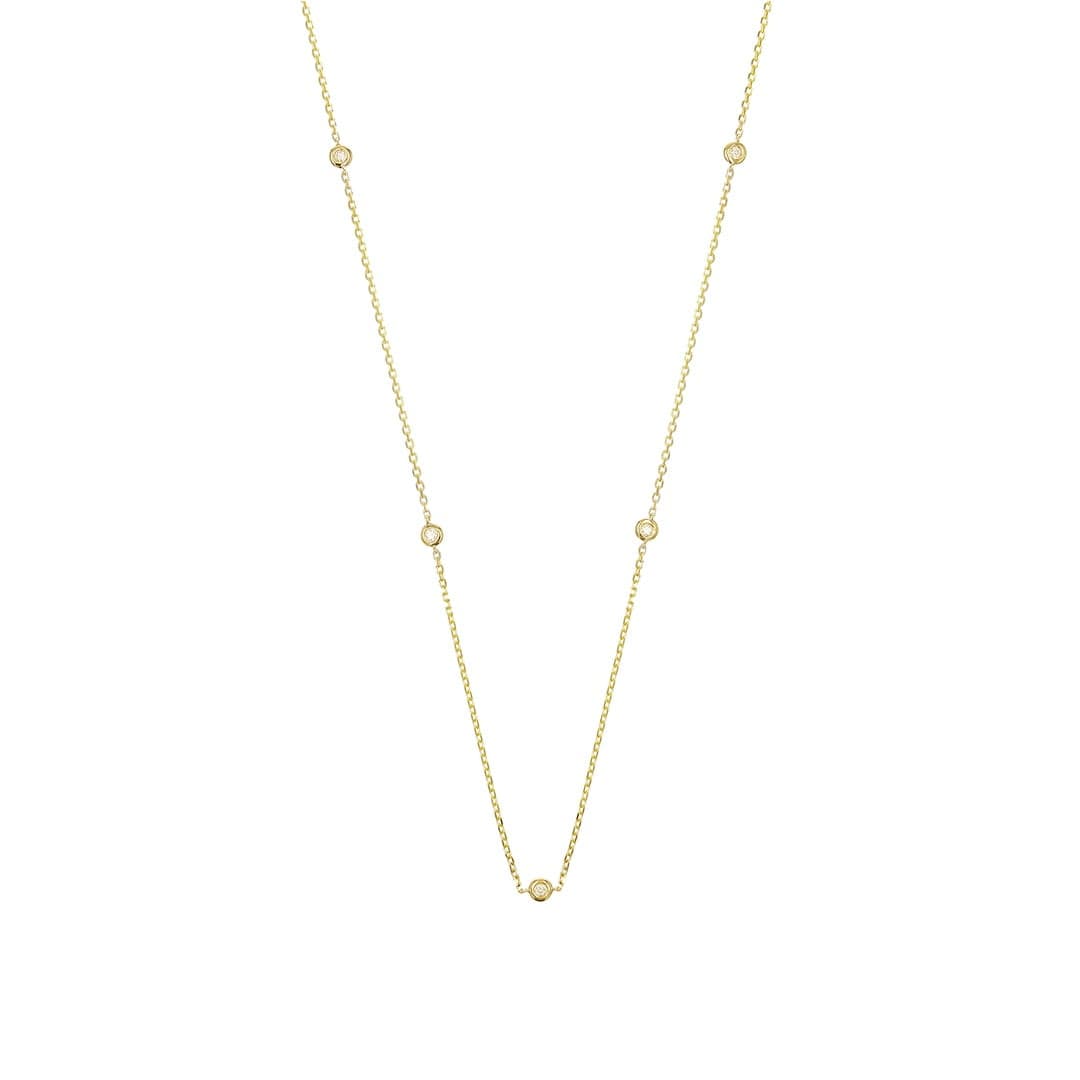 14 Karat Gold & 7 Bezel Set Diamond Necklace 18″