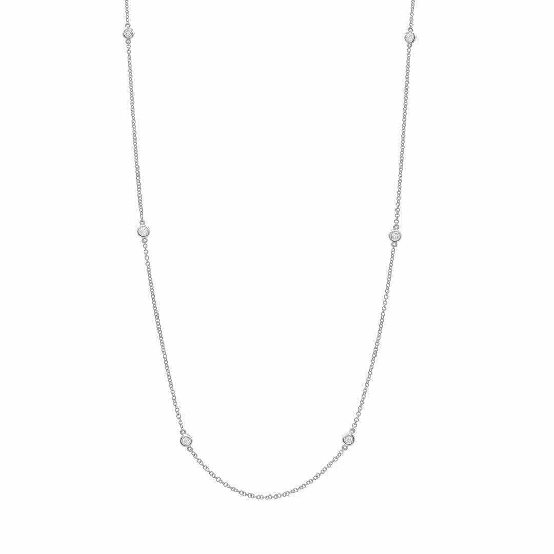 14 Karat Gold & 6 Bezel Set Diamond Necklace 18″