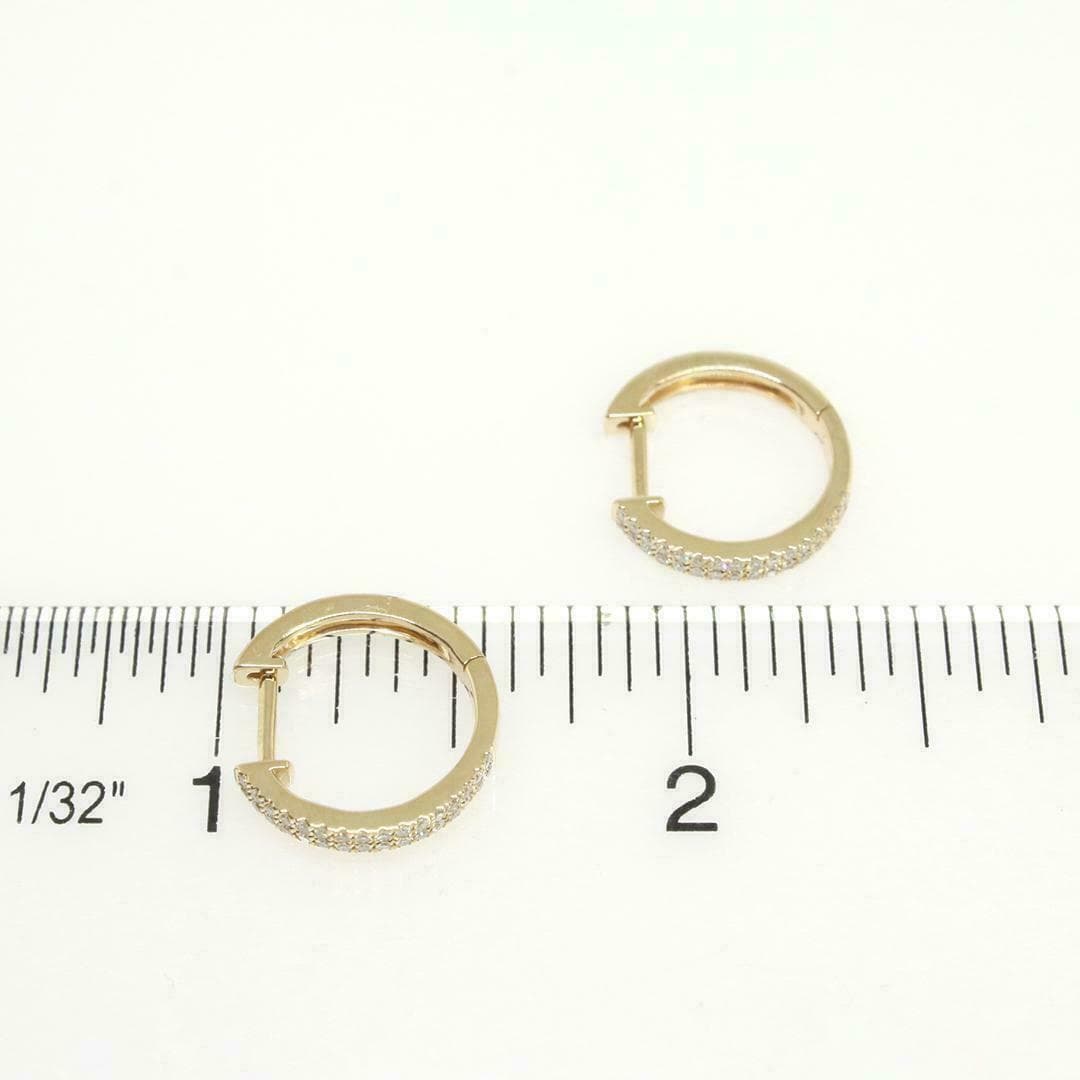 14 Karat Gold & Diamond Flat 2 Row, 15mm Hoop Earrings thumbnail 2