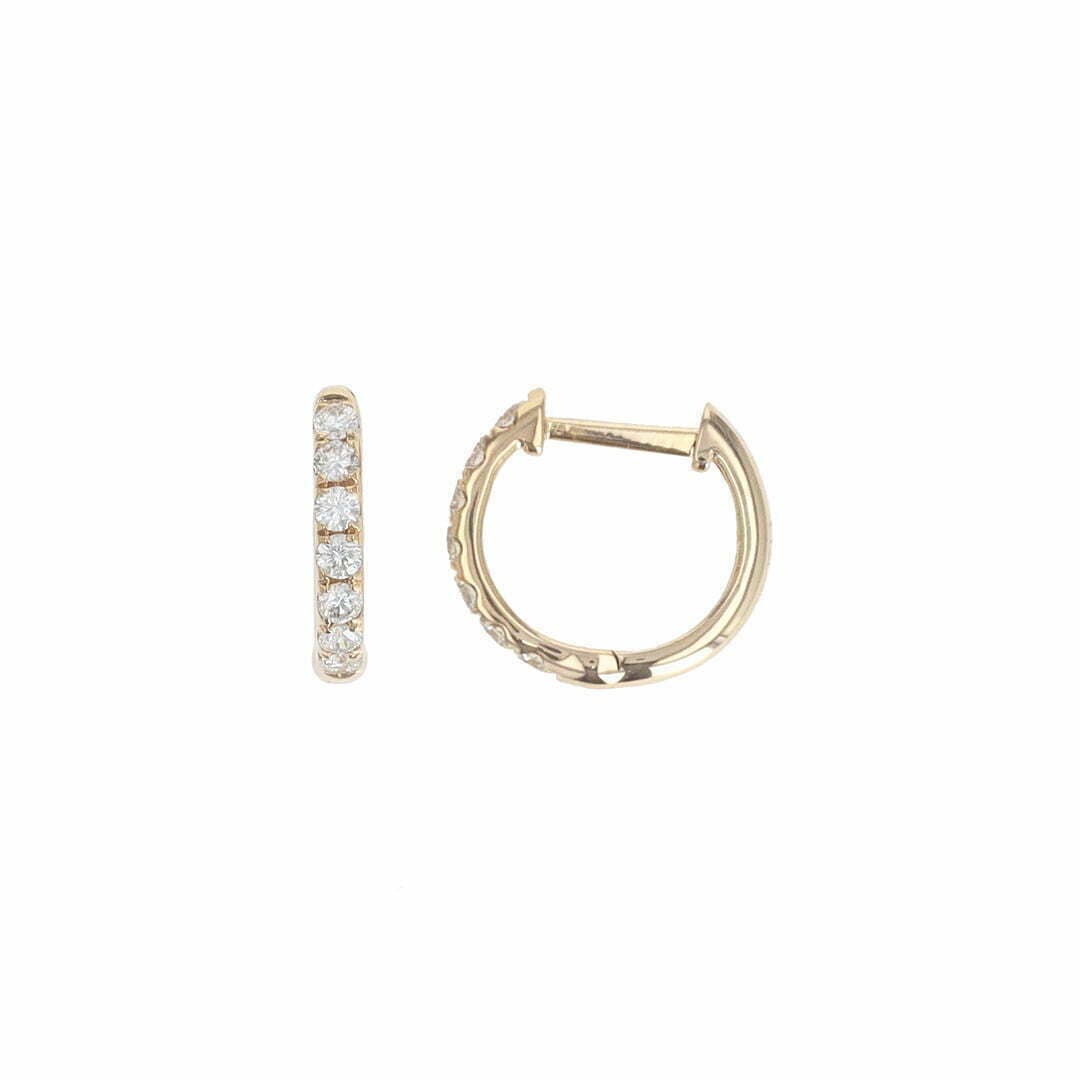 14 Karat Gold & Diamond 12mm Huggies