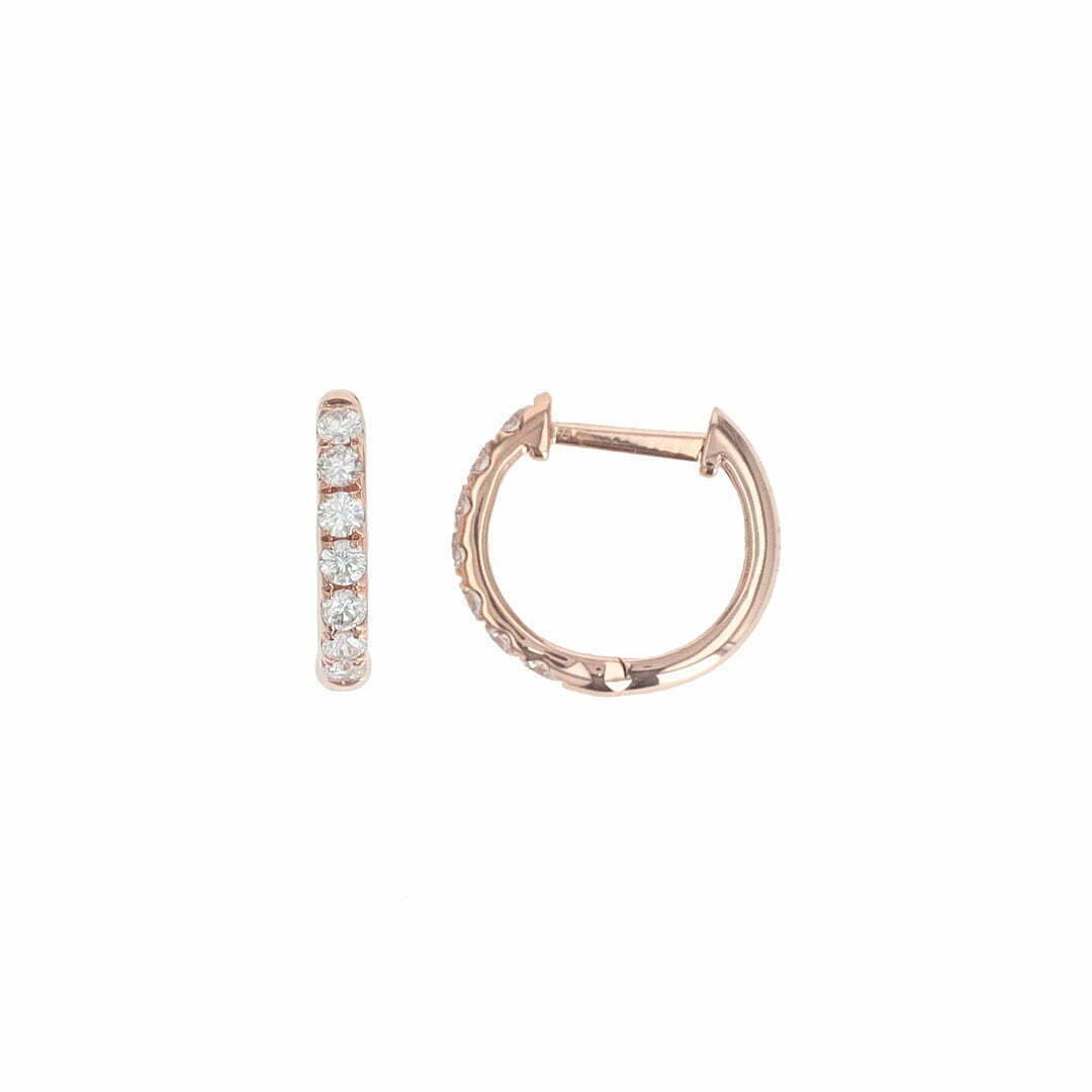 14 Karat Gold & Diamond 12mm Huggies thumbnail 4