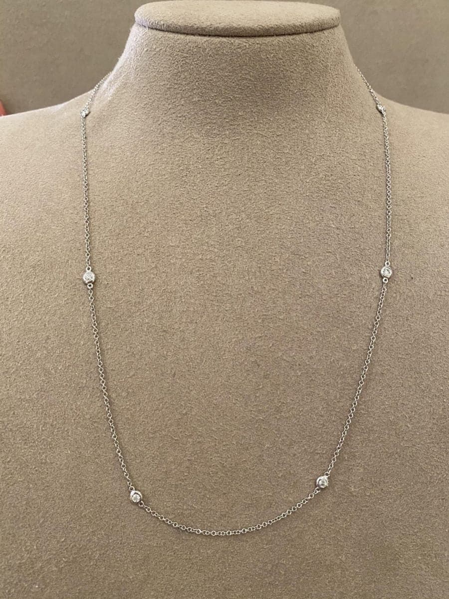 14 Karat Gold & 6 Bezel Set Diamond Necklace 18″ thumbnail 4