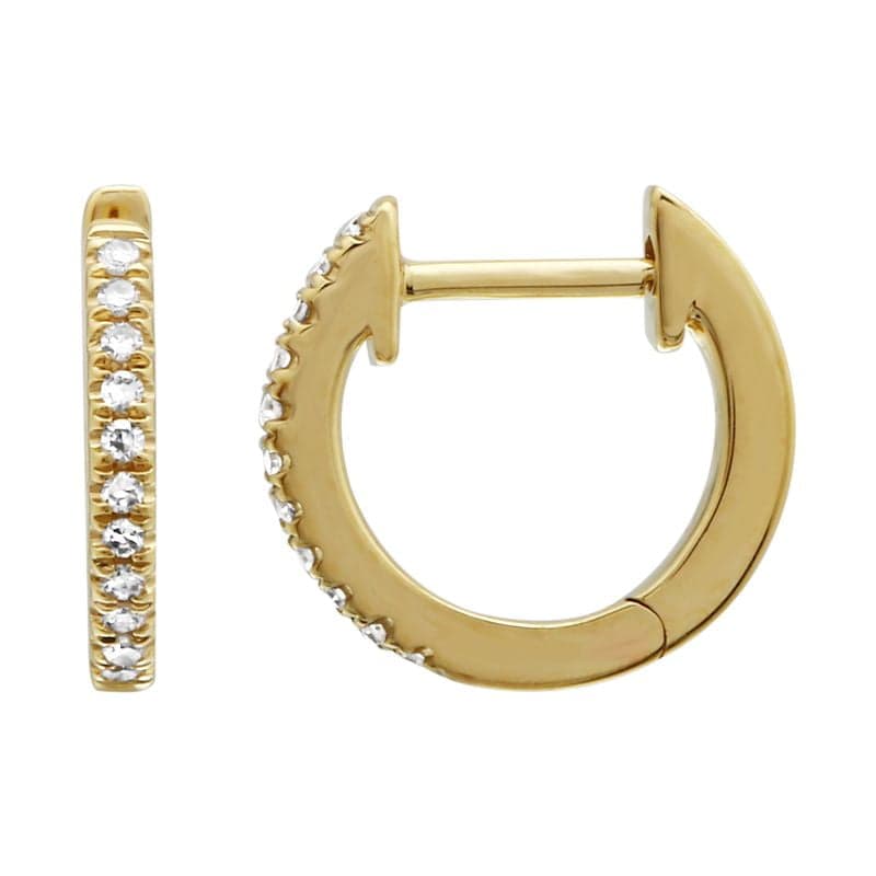 14 Karat Gold & Diamond 10mm Huggie Earrings