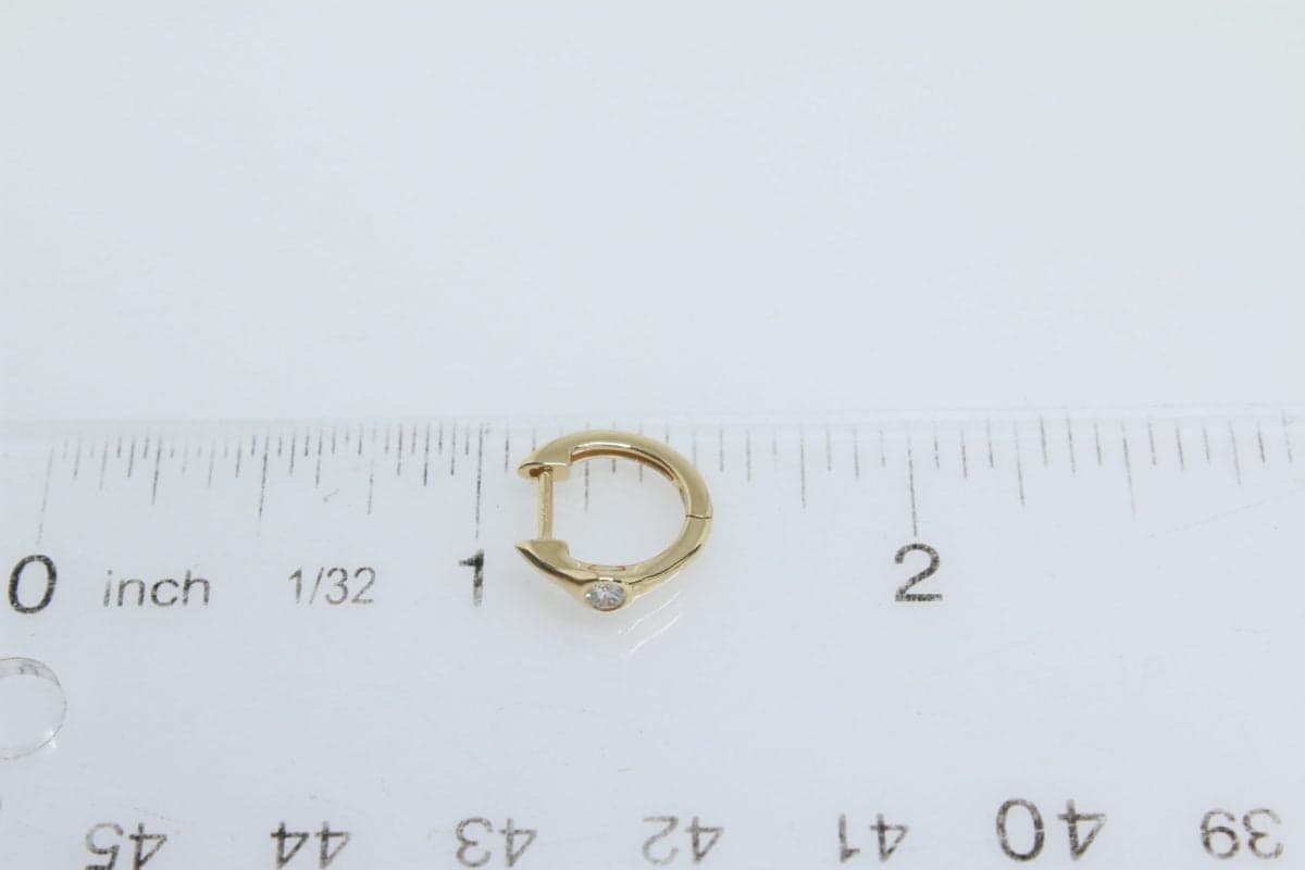 14 Karat Gold & Diamond 12mm Huggie Earrings thumbnail 4