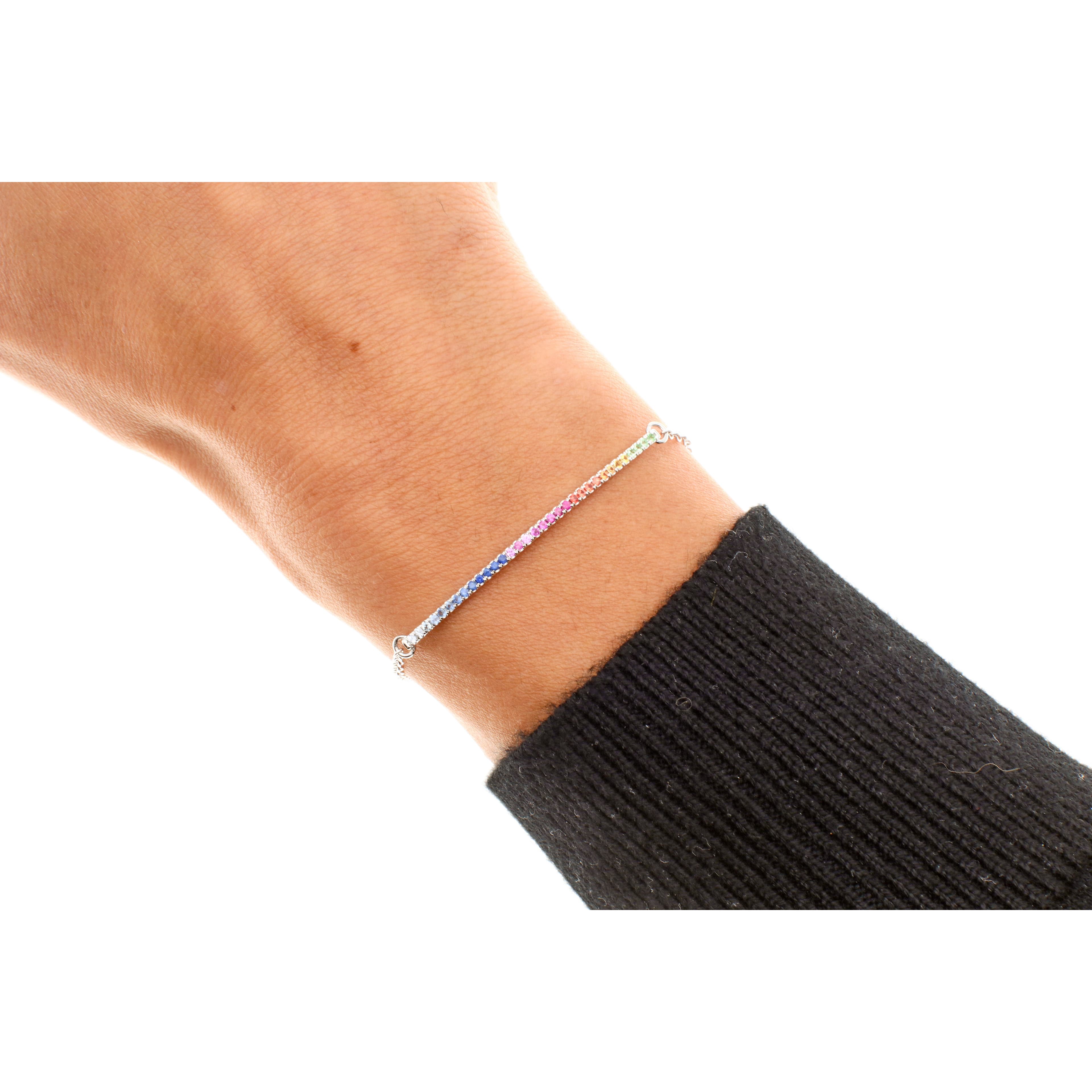 14 Karat Gold 7″ Shaded Rainbow Bar Bracelet thumbnail 4