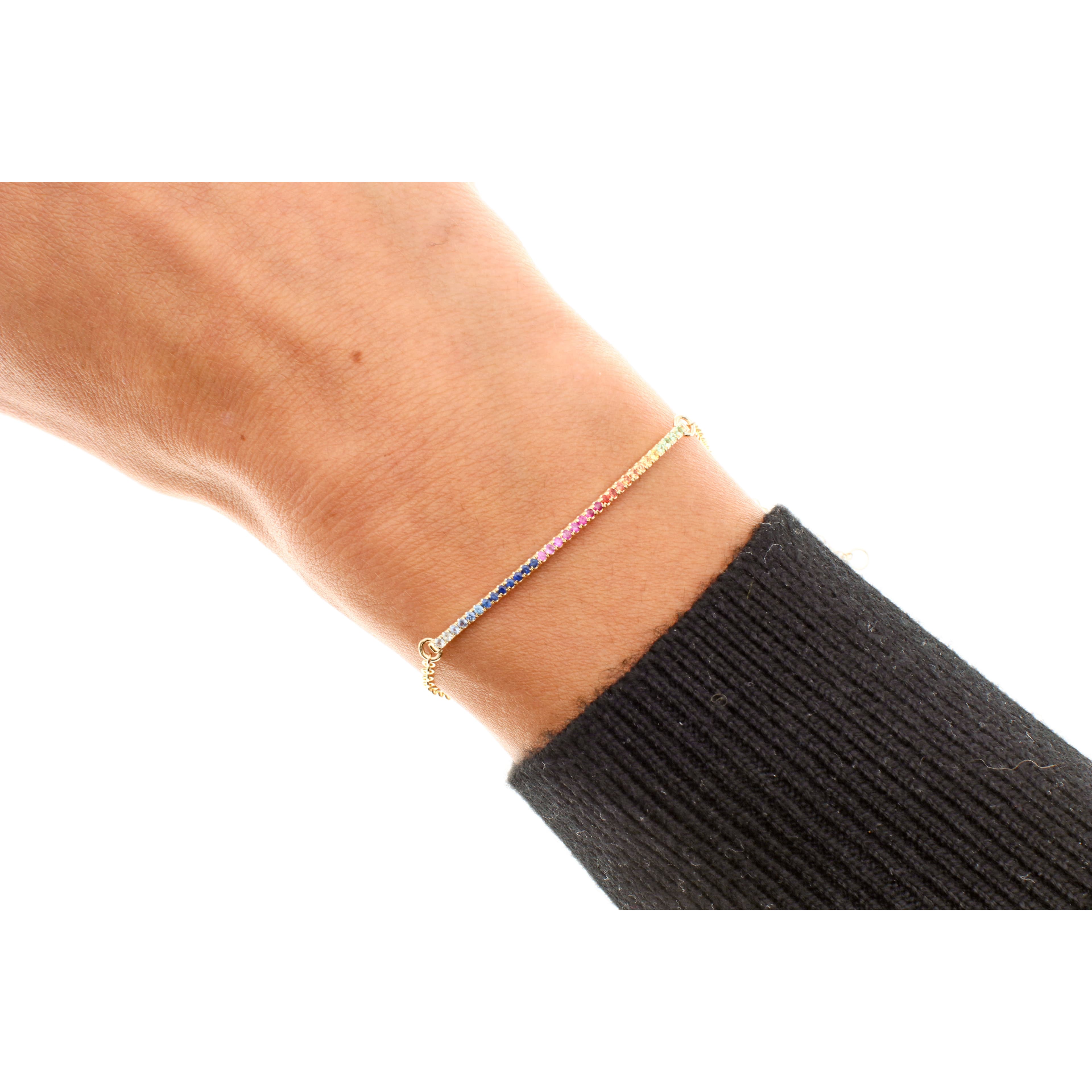 14 Karat Gold 7″ Shaded Rainbow Bar Bracelet thumbnail 3