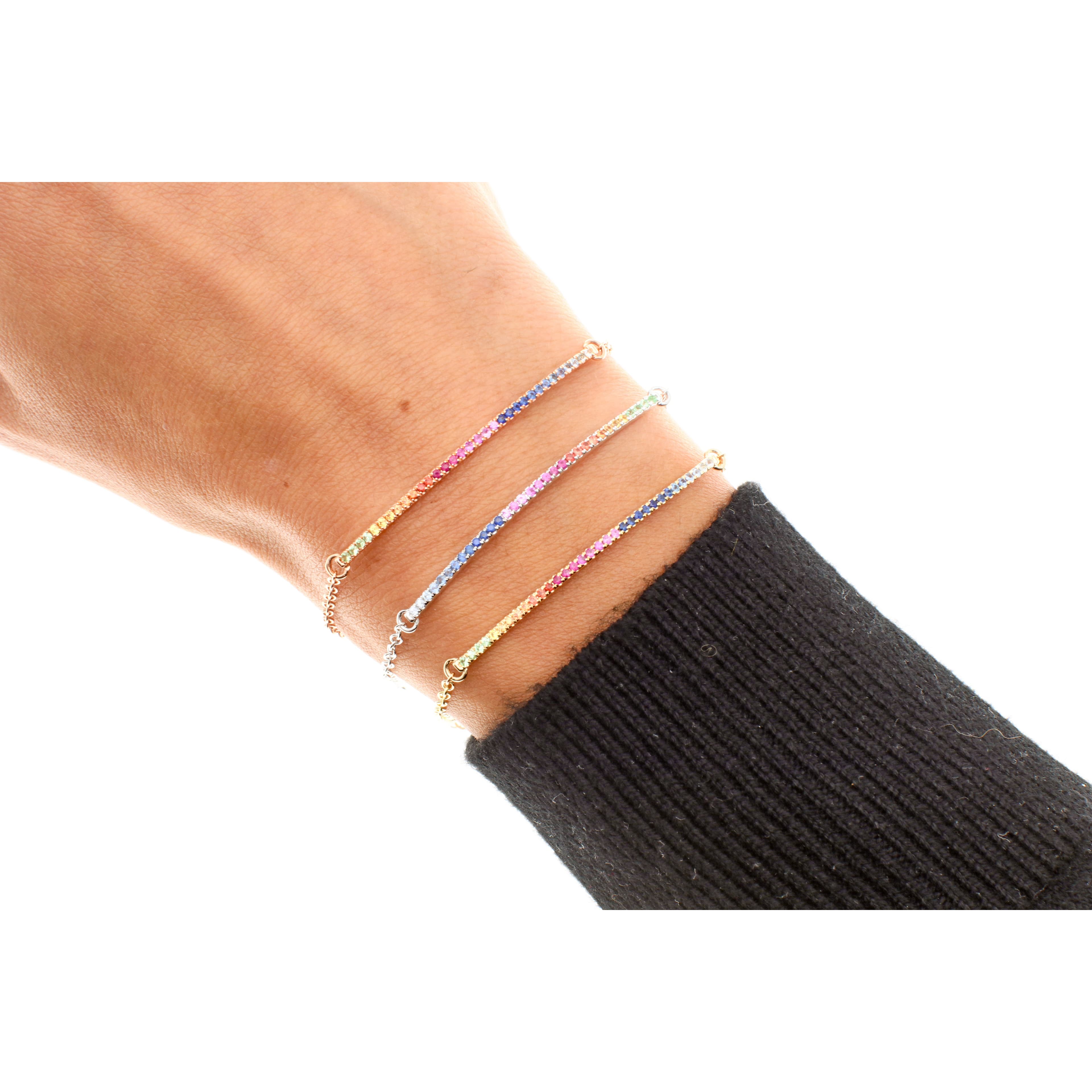 14 Karat Gold 7″ Shaded Rainbow Bar Bracelet thumbnail 2