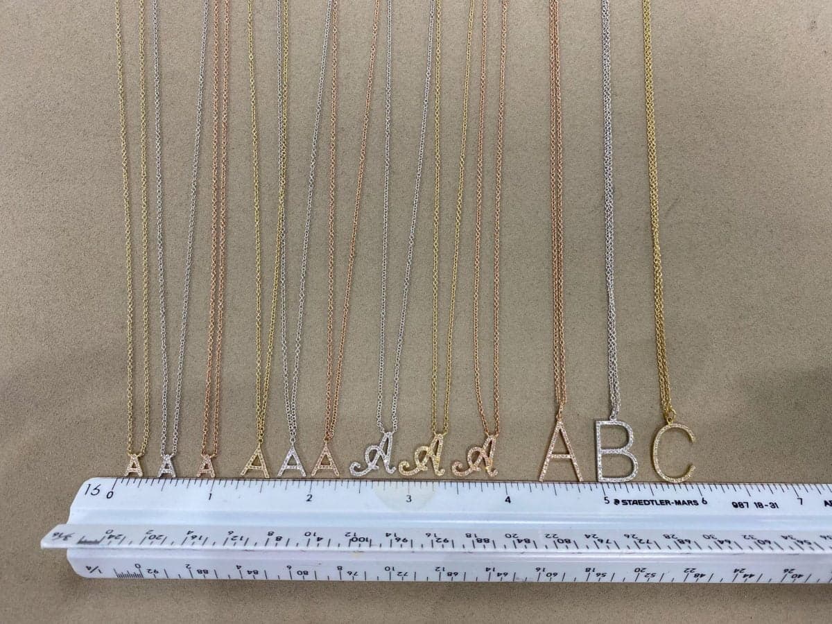 14 Karat Gold & Diamond 18″ Cursive Initial Necklace (Small) thumbnail 3