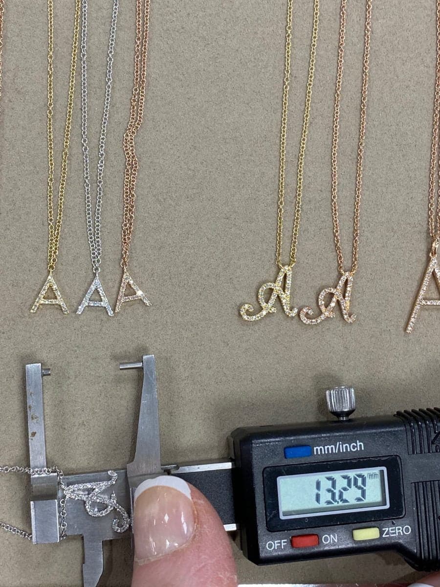 14 Karat Gold & Diamond 18″ Cursive Initial Necklace (Small) thumbnail 4
