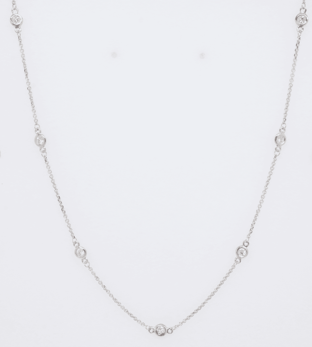 14 Karat Gold, 18″ Diamond By The Yard Necklace Containing 12 Bezel Set Round Cut Diamonds Weighing 0.50 – 1.50 Carats thumbnail 2