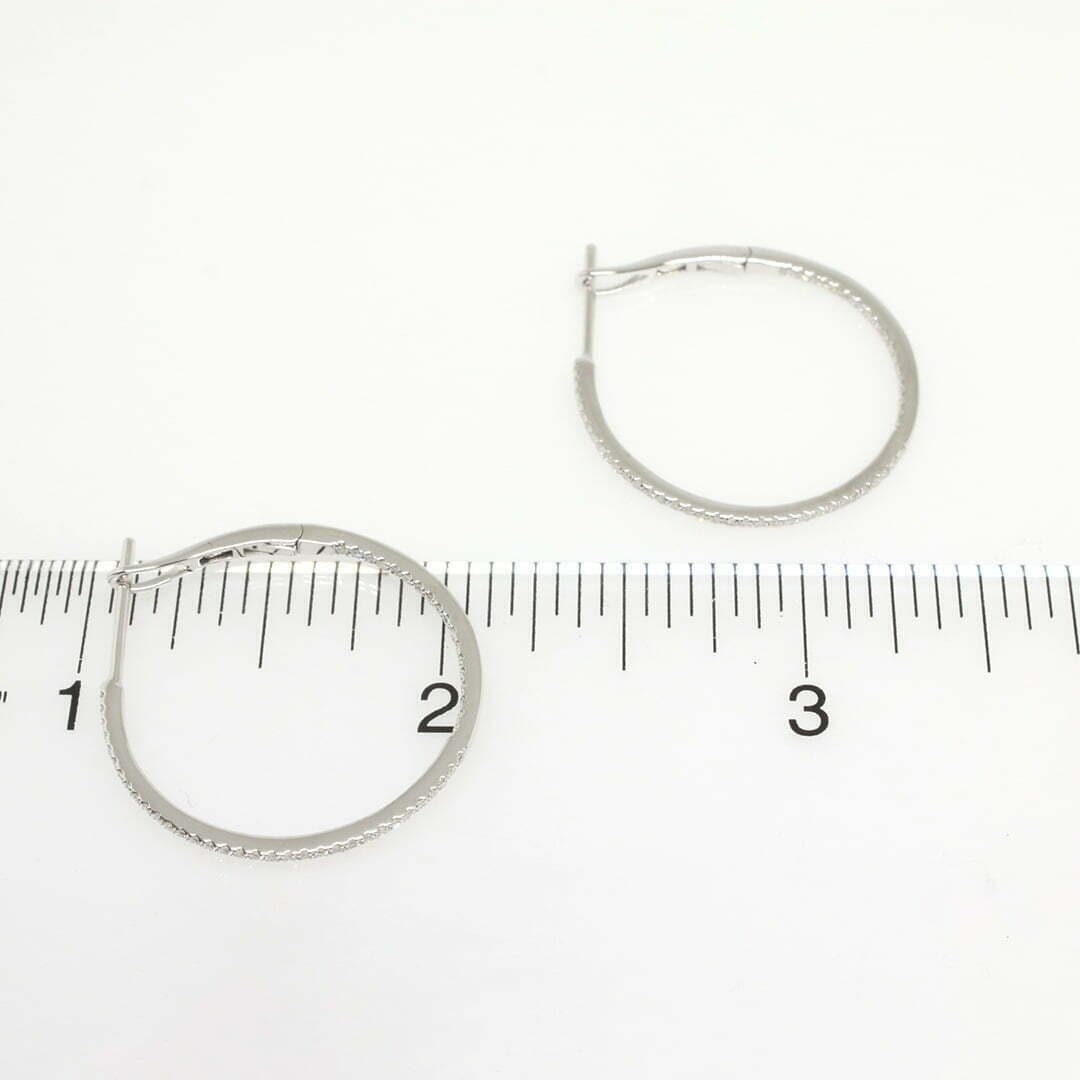 14 Karat Gold & Diamond 1.06″ Hoop Earrings thumbnail 4