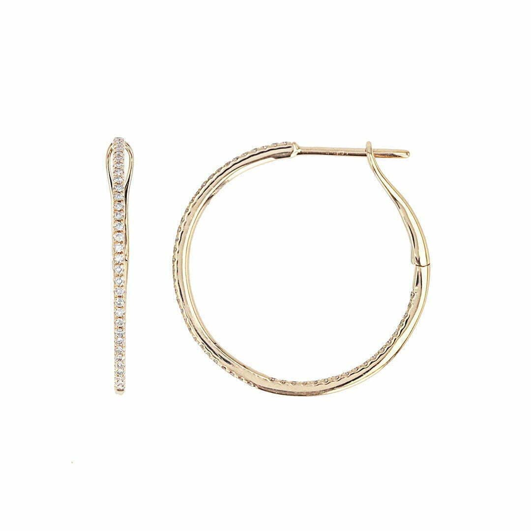 14 Karat Gold & Diamond 1.06″ Hoop Earrings