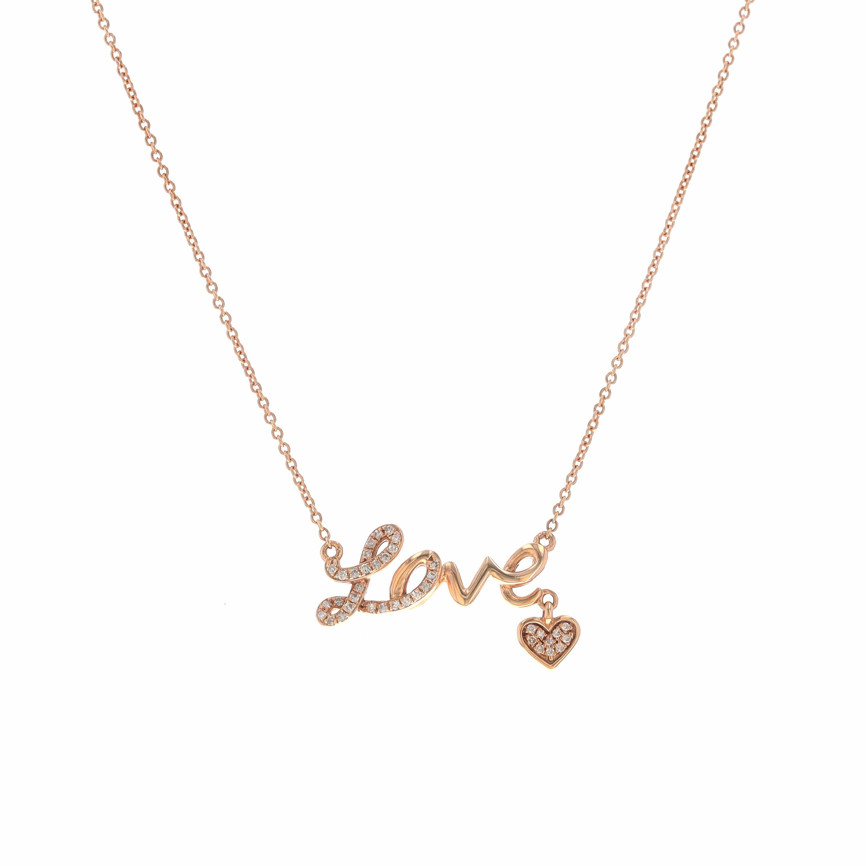 14 Karat Gold & Diamond “Love” Necklace 18″ thumbnail 3