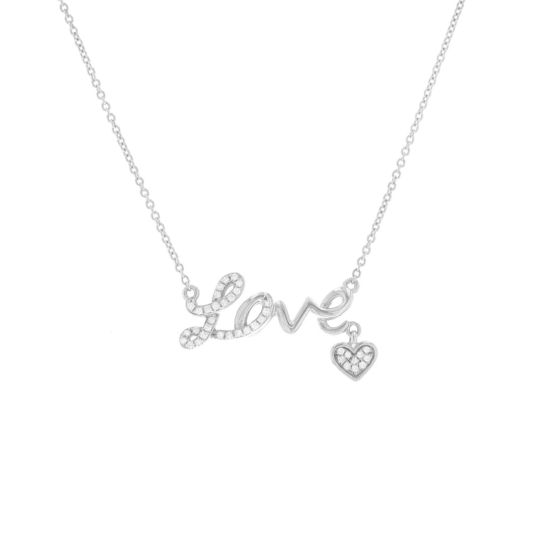 14 Karat Gold & Diamond “Love” Necklace 18″ thumbnail 2