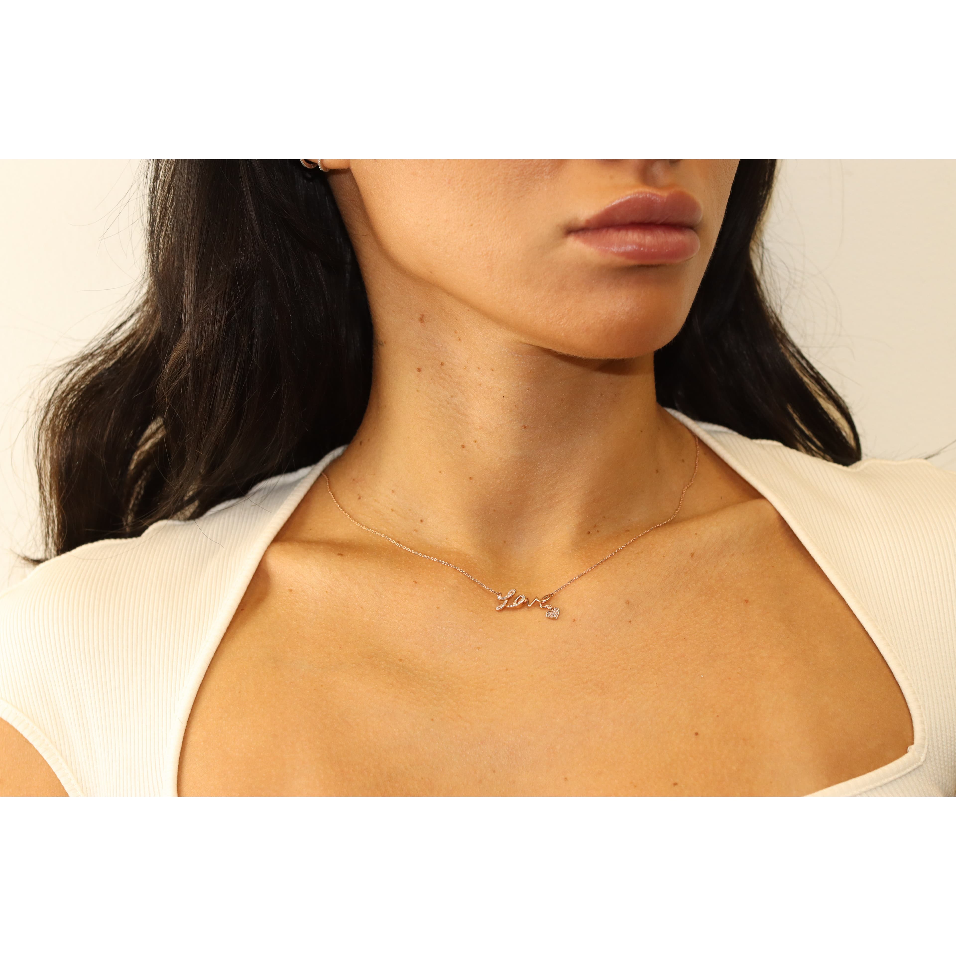 14 Karat Gold & Diamond “Love” Necklace 18″ thumbnail 4
