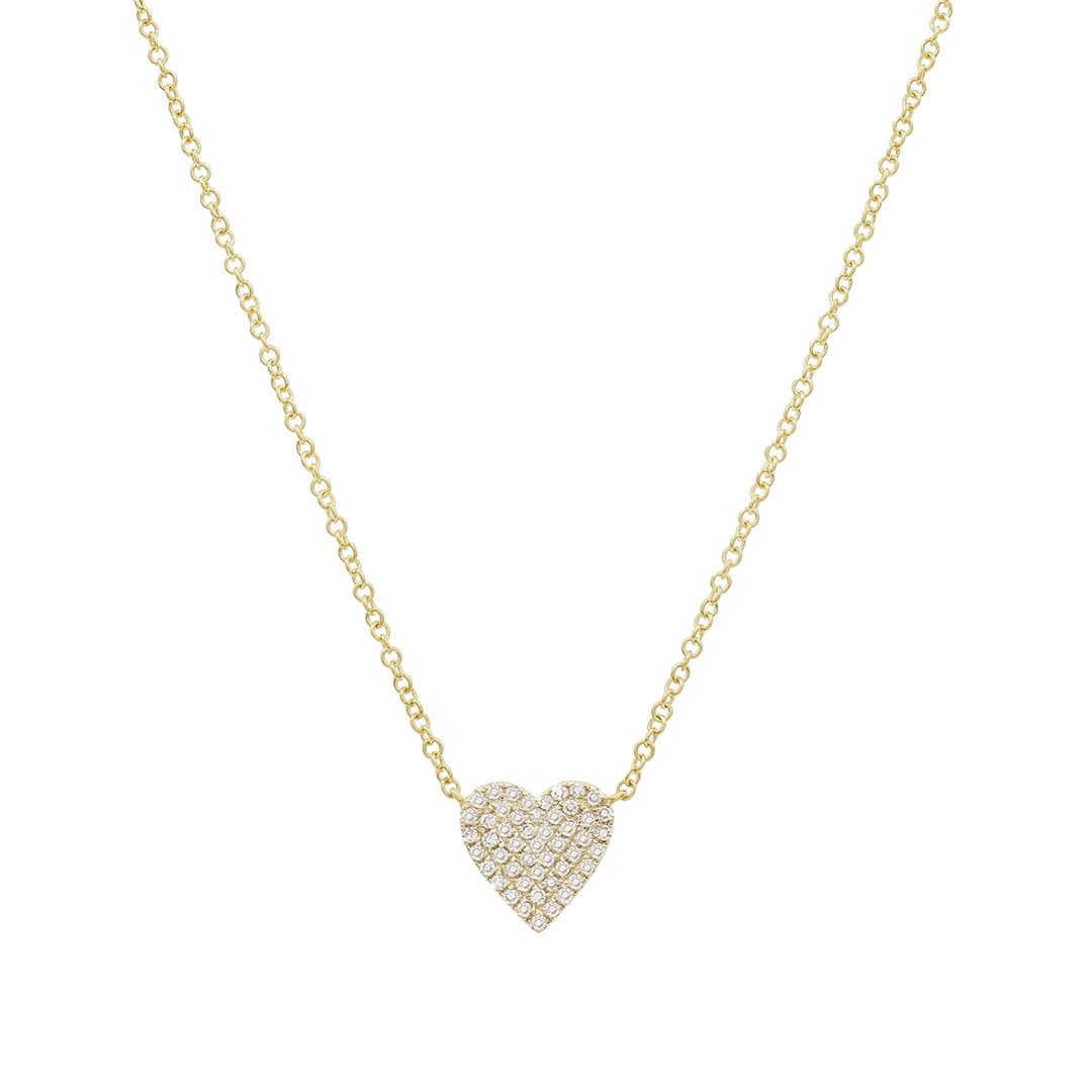 14 Karat Gold & Diamond 18″ Pave Heart Pendant