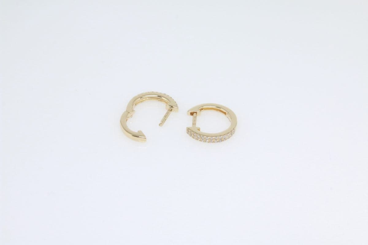 14 Karat Gold & Diamond 2 Row, Pave Huggie Earrings 12mm thumbnail 4
