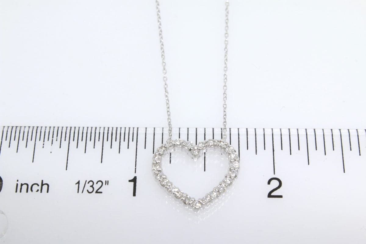 14 Karat White Gold, 18″ Heart Necklace Containing 24 Round Cut Diamonds Weighing 0.33 Carats thumbnail 4
