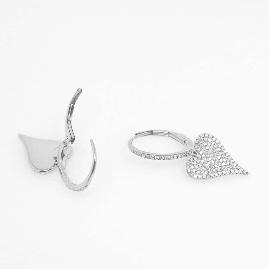 14 Karat Gold & Diamond 12.9mm Pave Dangle Heart Earrings thumbnail 2