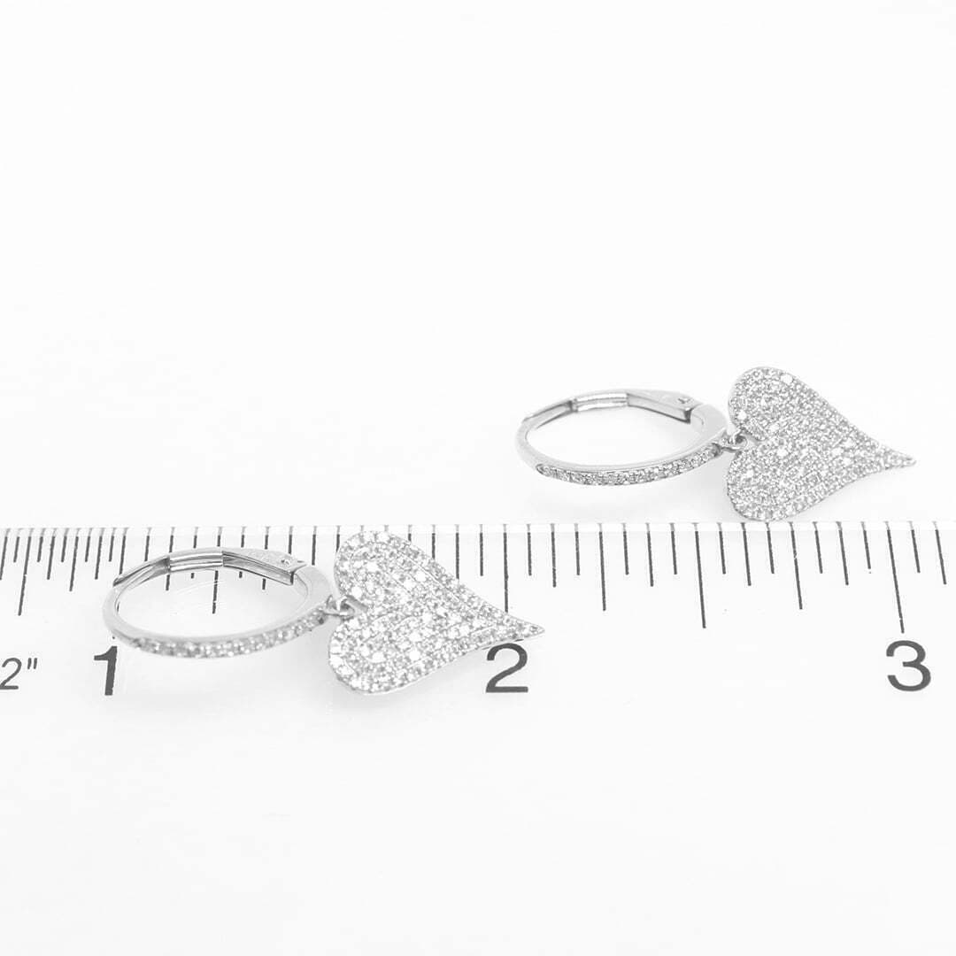 14 Karat Gold & Diamond 12.9mm Pave Dangle Heart Earrings thumbnail 3