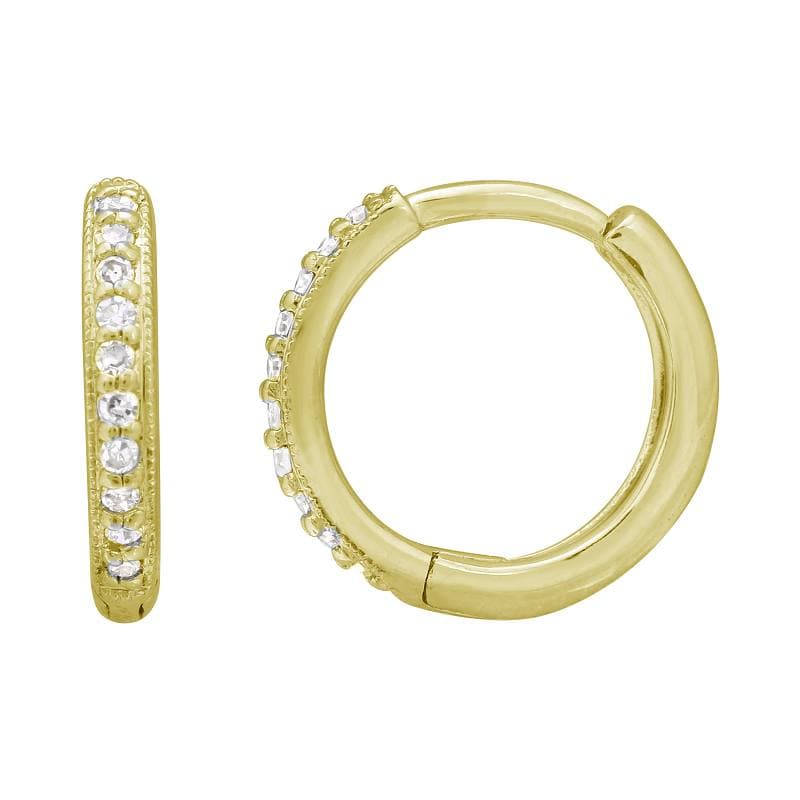 14 Karat Gold & Diamond 12mm Huggie Earrings