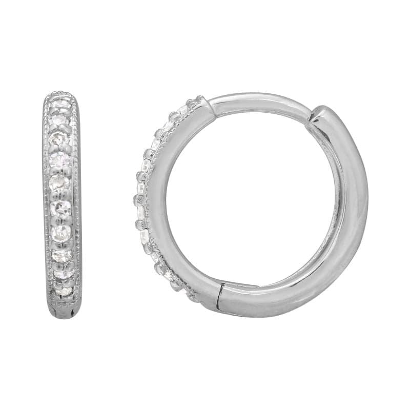 14 Karat Gold & Diamond 12mm Huggie Earrings thumbnail 3