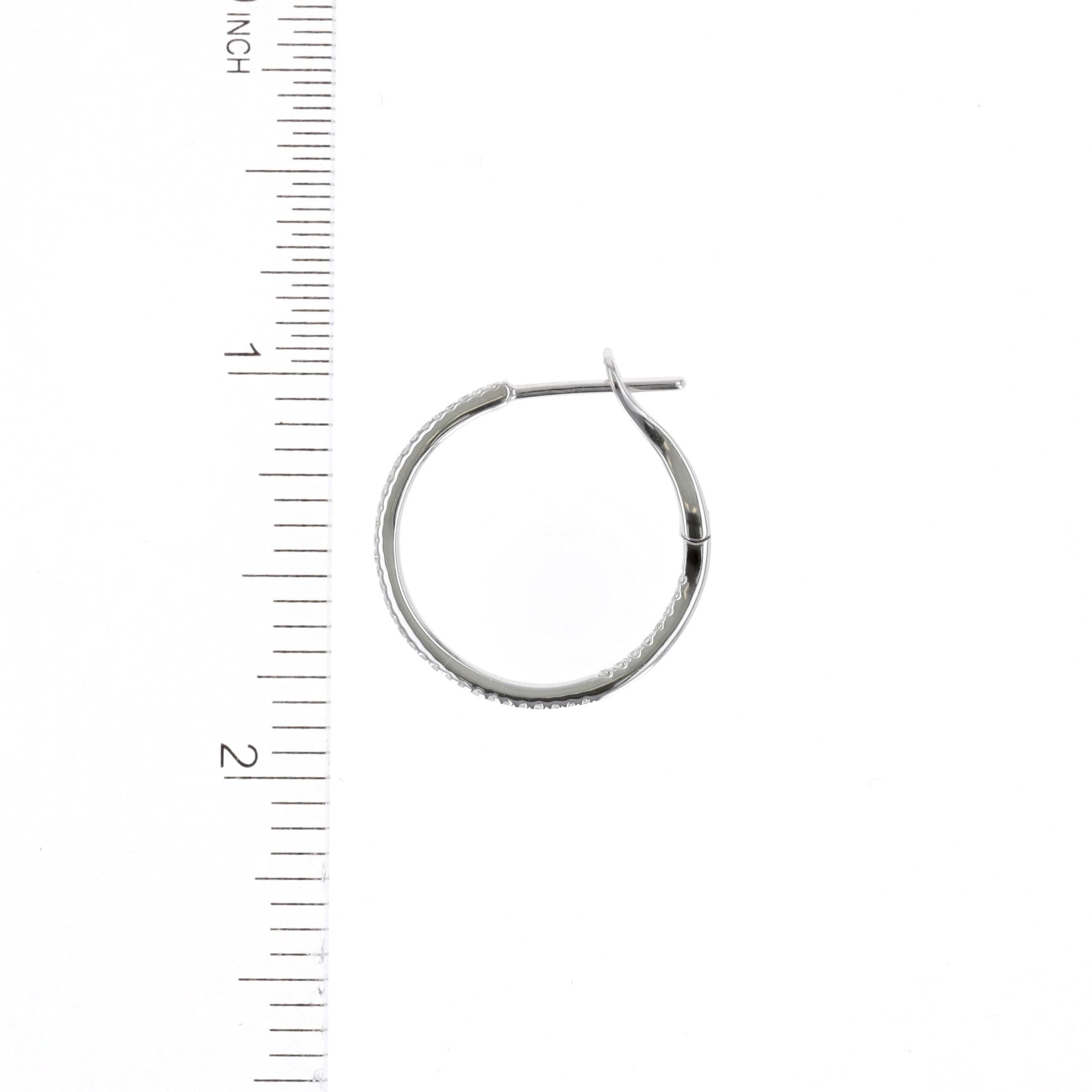 14 Karat Gold & Diamond 0.82″ Hoop Earrings thumbnail 2