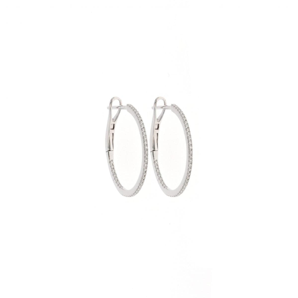 14 Karat Gold & Diamond 0.82″ Hoop Earrings