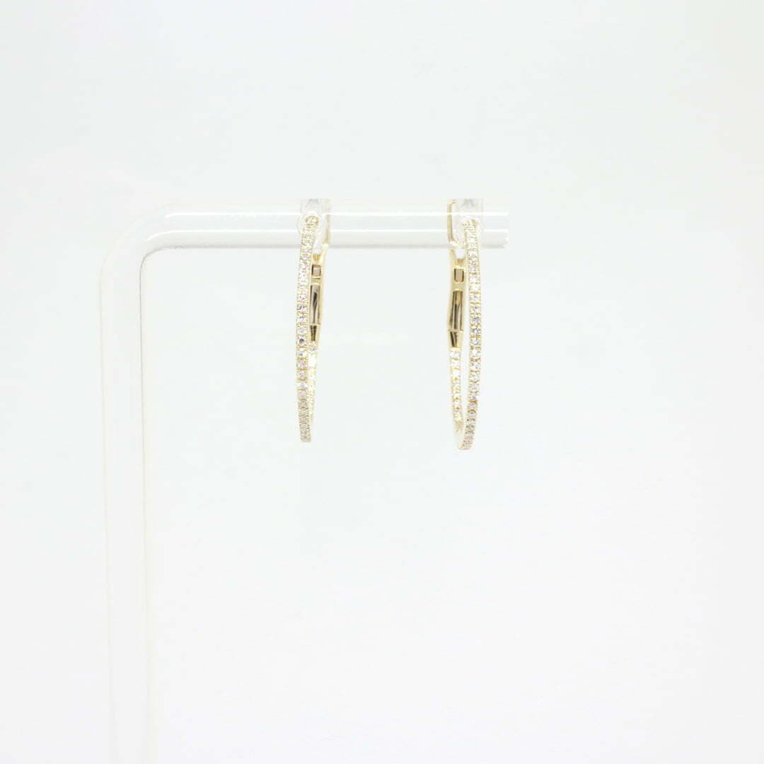 14 Karat Gold & Diamond 0.82″ Hoop Earrings thumbnail 3