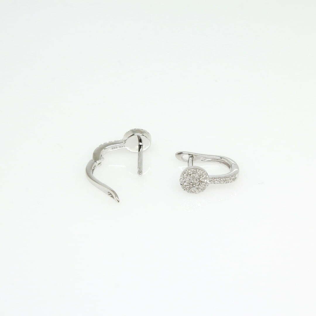 14 Karat Gold & Diamond Disc Huggie Earrings thumbnail 2
