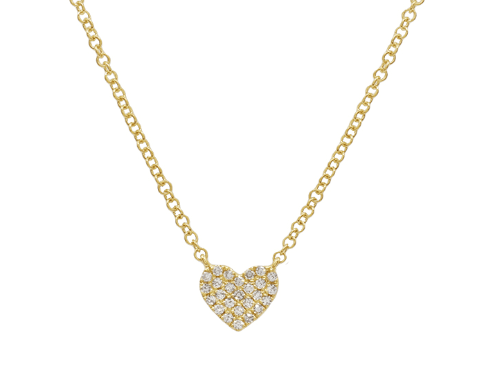 14 Karat Gold & Diamond 18″ Pave Heart Necklace