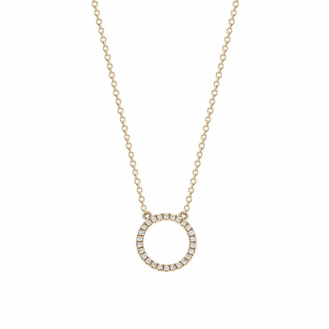 14 Karat Gold & Diamond 17″ Circle Necklace