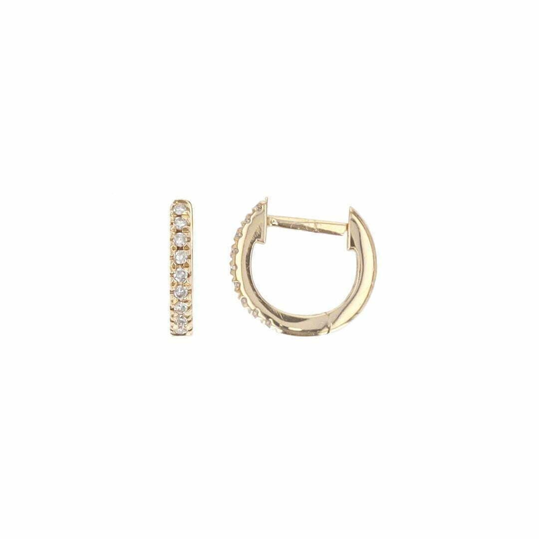 14 Karat Gold & Diamond 9.38mm Huggies