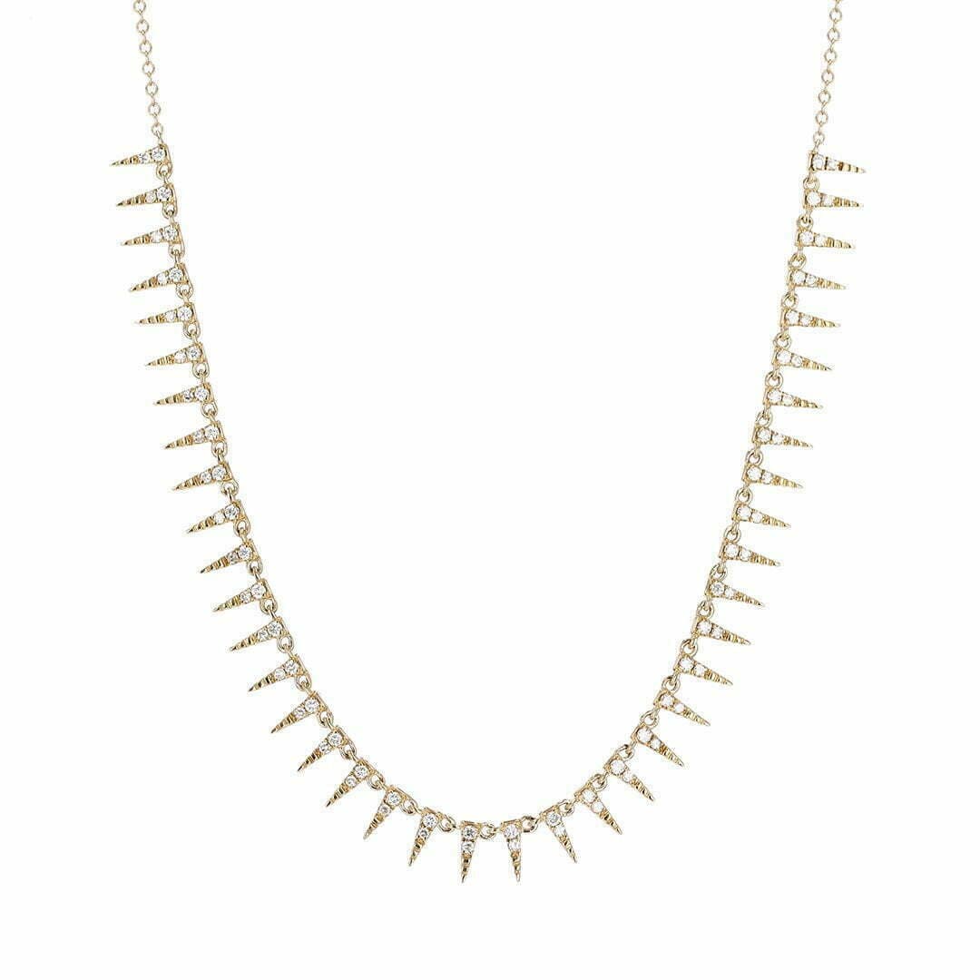 14KT 18″, Gold & Diamond Spike Necklace