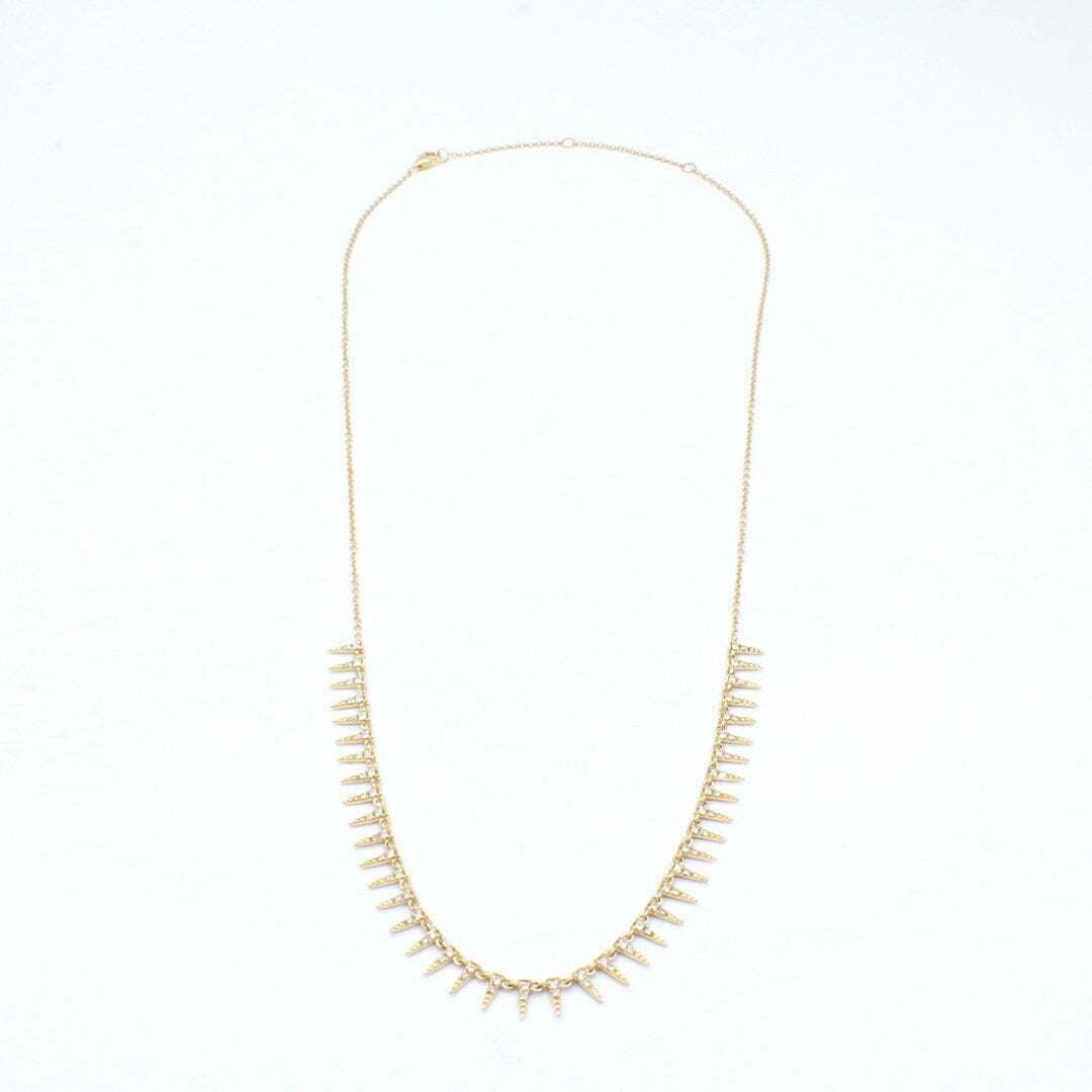14KT 18″, Gold & Diamond Spike Necklace thumbnail 2