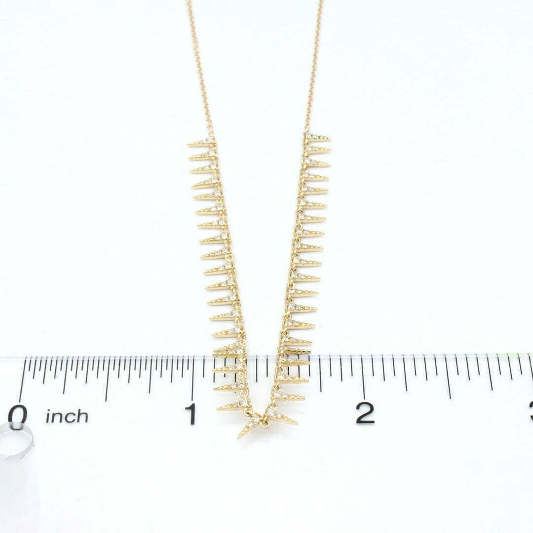 14KT 18″, Gold & Diamond Spike Necklace thumbnail 4