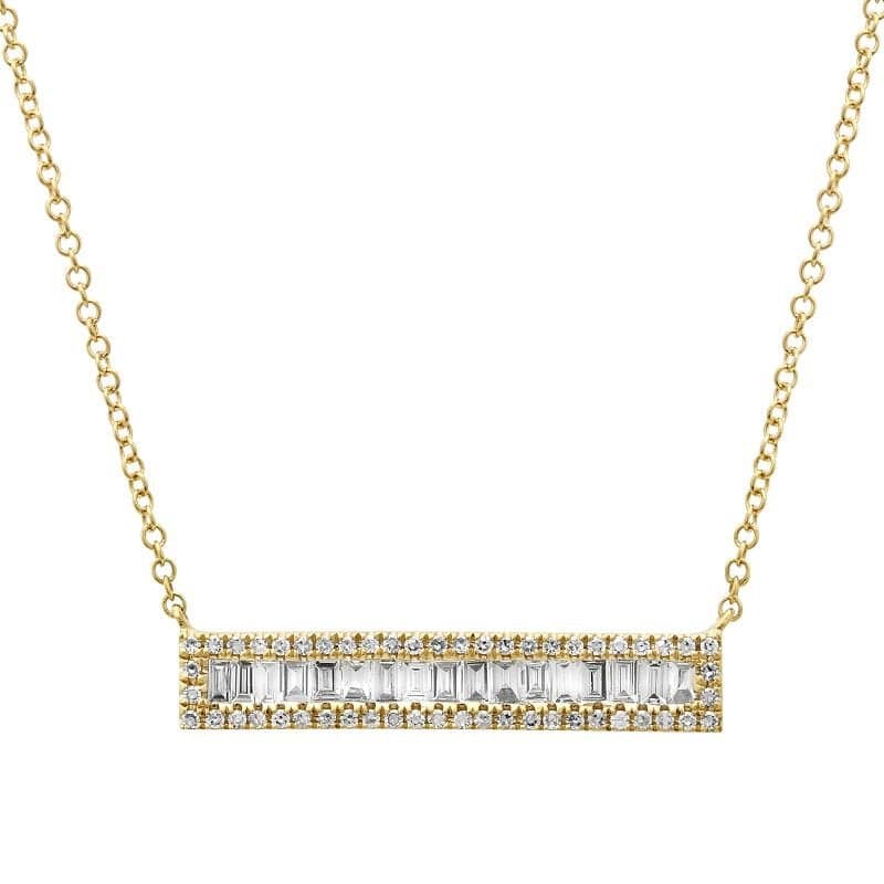 14kt Gold & Diamond Baguette Bar Necklace