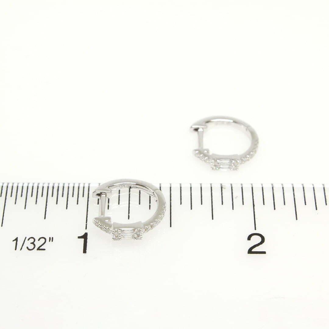 14 Karat Gold & Diamond Baguette Huggie Earrings thumbnail 3