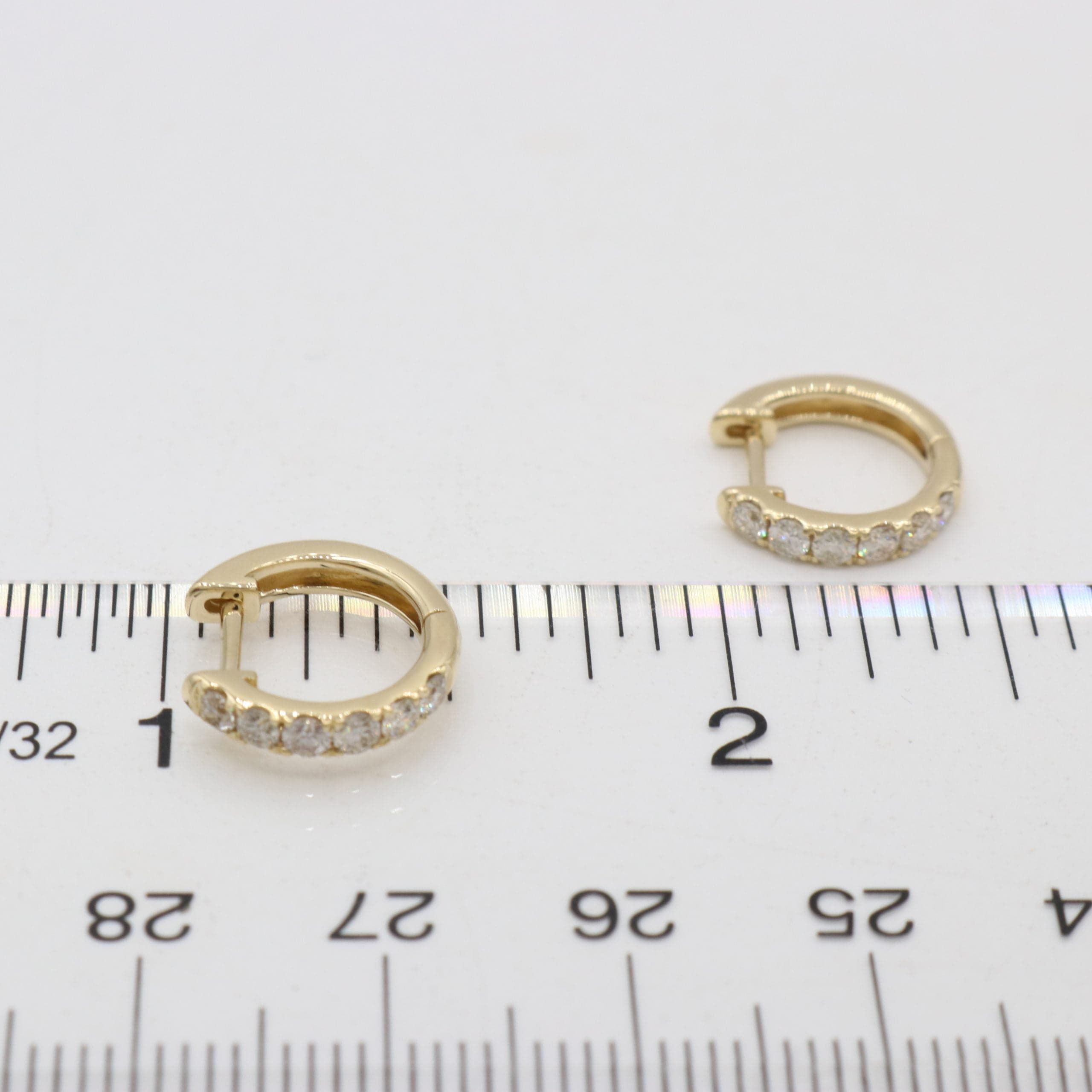 14 Karat Gold & Diamond 12mm Huggie Earrings thumbnail 4