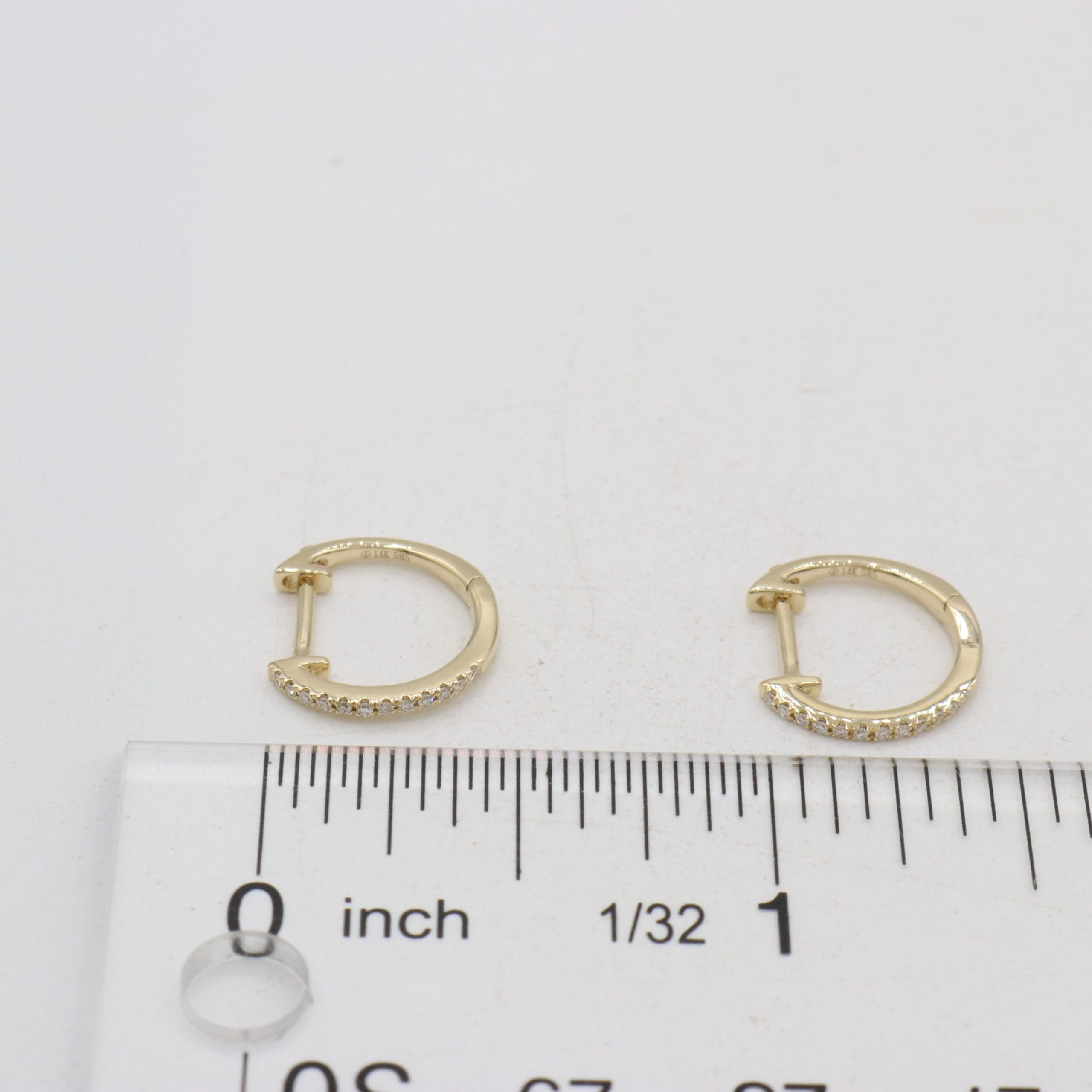 14 Karat Gold & Diamond 12.5mm Huggie Earrings thumbnail 2
