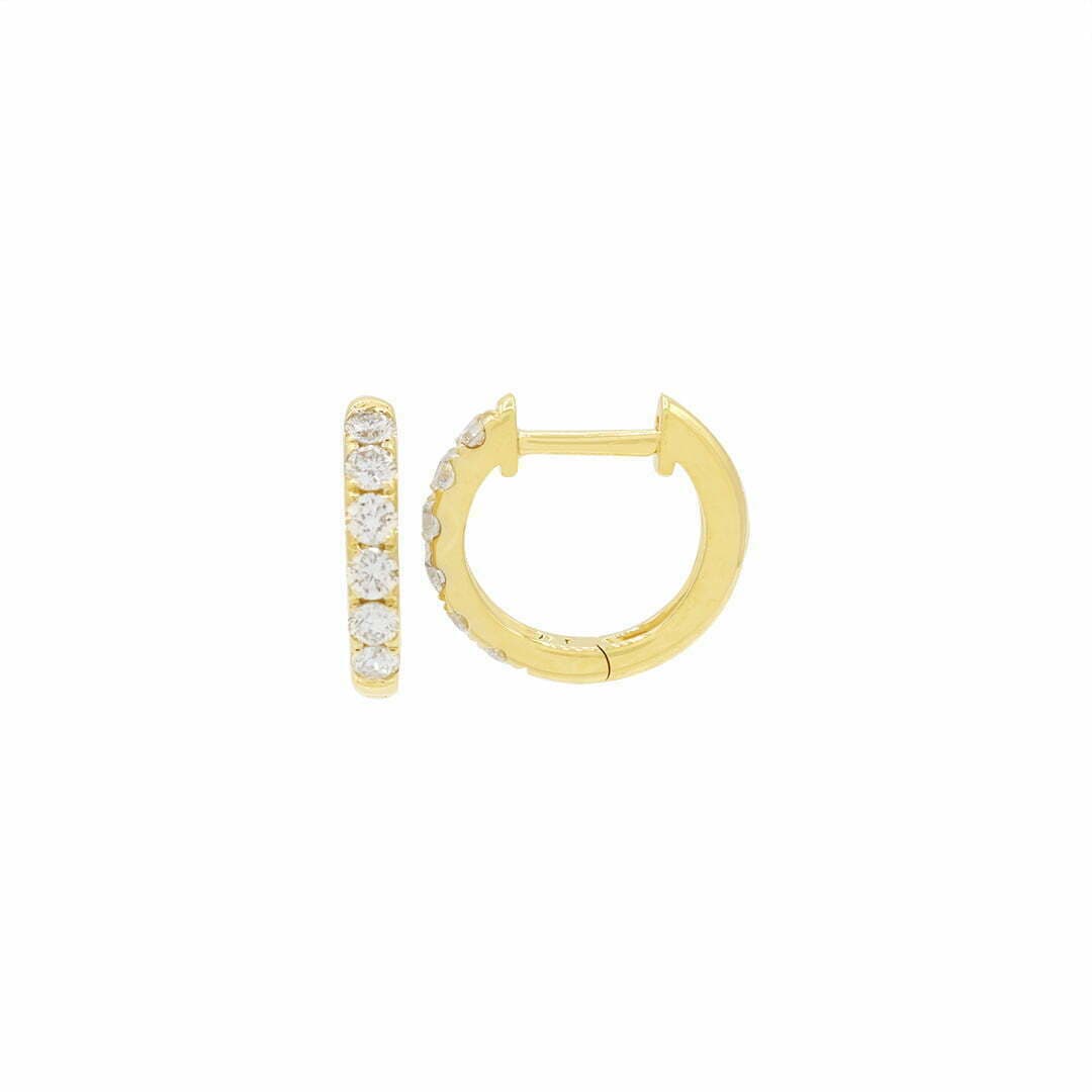 14 Karat Gold & Diamond 12mm Huggie Earrings