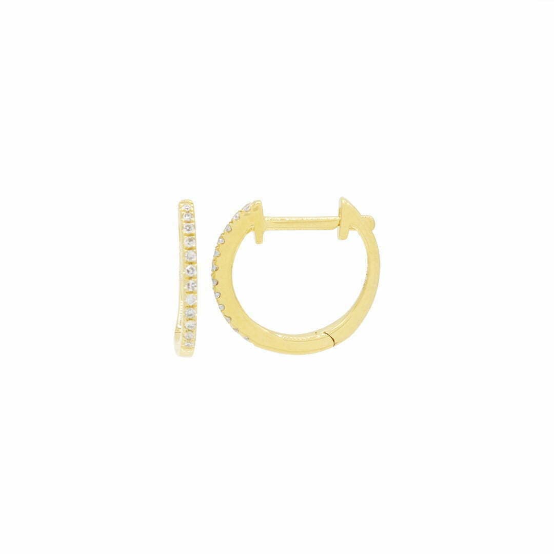 14 Karat Gold & Diamond 12.5mm Huggie Earrings